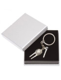 Porte-clefs en métal serti d'un tee sur www.routedugolf.com