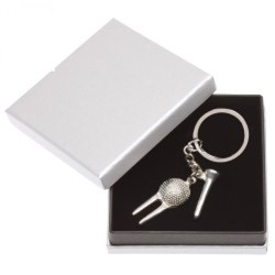 Porte-clefs en métal serti d'un tee sur www.routedugolf.com