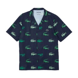 Chemise à manches courtes imprimée crocodile - Bleu marine