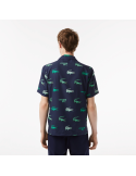 Chemise à manches courtes imprimée crocodile - Bleu marine