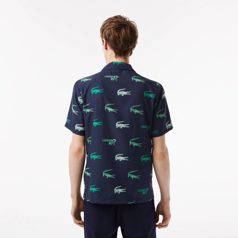 Chemise à manches courtes imprimée crocodile - Bleu marine