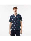 Chemise à manches courtes imprimée crocodile - Bleu marine