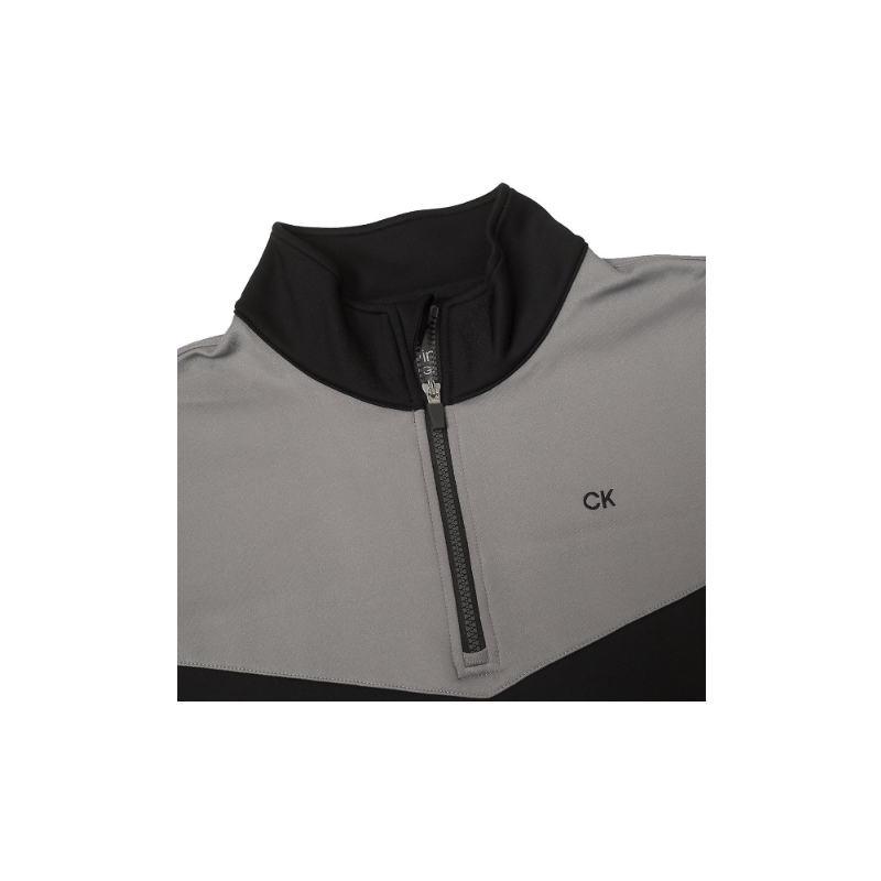 PULL CALVIN KLEIN DEMI-ZIP NOIR ET GRIS