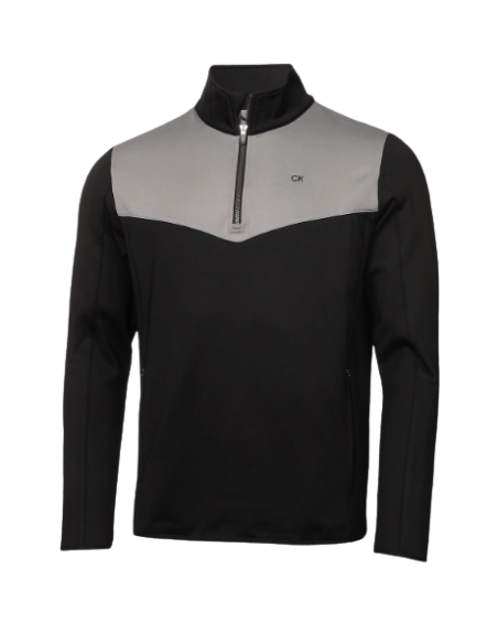 PULL CALVIN KLEIN DEMI-ZIP NOIR ET GRIS