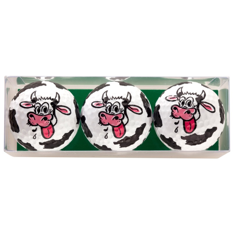 Lot de 3 Balles de Golf Sportiques Vache – Balles Fantaisie & Cadeau Fun | Route du Golf
