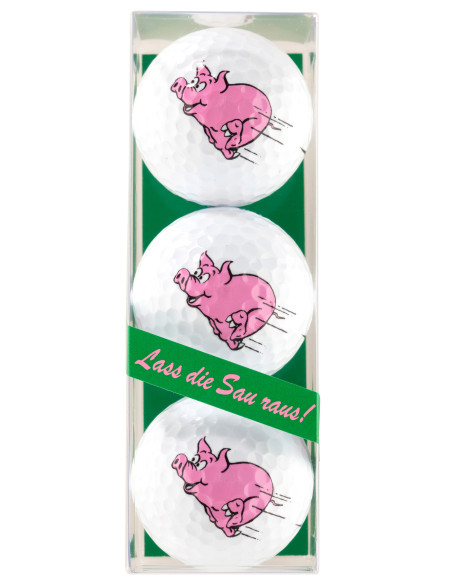Lot de 3 Balles Sportiques Cochon – Balles Fantaisie & Cadeau Fun | Route du Golf