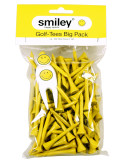 Sachet de 100 Tees Sportiques Smiley Jaune – Tees Fun & Haute Visibilité | Route du Golf