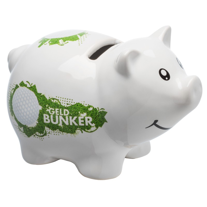 Tirelire en porcelaine cochon Sportiques