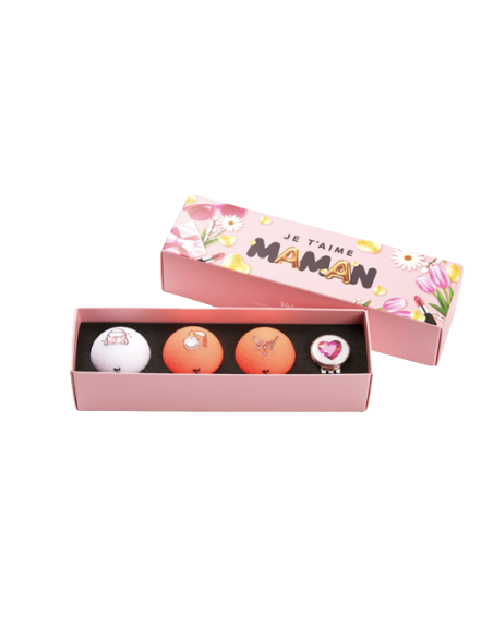 Coffret Balles de Golf “Je t’aime Maman” – Cadeau golf original pour maman | Route du Golf