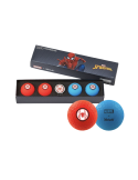 COFFRET SPIDER MAN 4 BALLES ROUGE ET BLEU + MARQUE BALLE