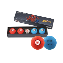 COFFRET SPIDER MAN 4 BALLES ROUGE ET BLEU + MARQUE BALLE