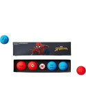 COFFRET SPIDER MAN 4 BALLES ROUGE ET BLEU + MARQUE BALLE