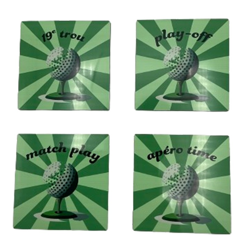 Idée Cadeau Golf - Sous verre 19ème trou vert
