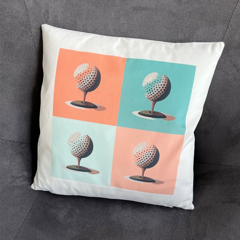 Idées Cadeaux Golf : Coussin Pop Art rose :