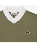 Pull Lacoste Regular Fit en Coton Pima Kaki/Blanc - Élégance et Confort