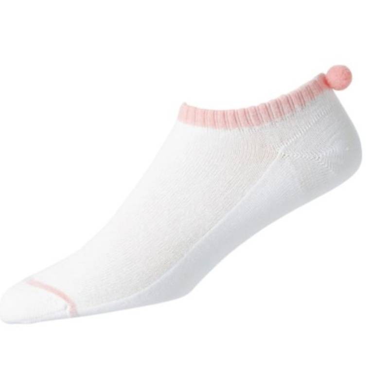 Footjoy - socquettes blanc-noir Prodry avec un pompon - routedugolf.com