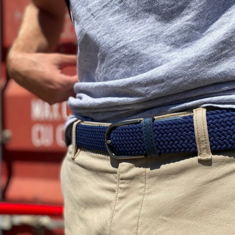 Ceinture Skimp Tresse Aventurière Marine | Ceinture de golf élégante et confortable - routedugolf.com