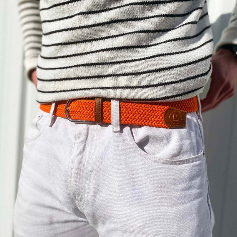 Ceinture Skimp Tressée Aventurière Orange | Ceinture de golf tendance et confortable - Route du Golf