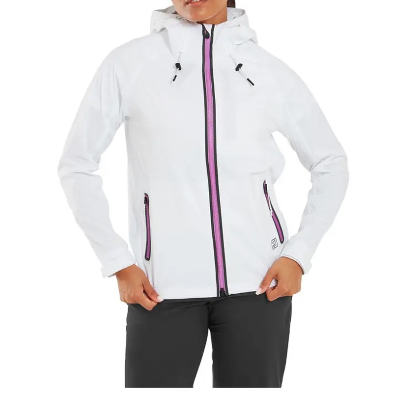 Veste de pluie FootJoy HydroKnit Blanc/Noir/Mûre | Imperméable & stretch | Route du Golf
