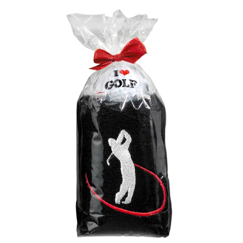 Set Serviette & Relève-Pitch Smiley Noir – Accessoire Golf Cadeau | Route du Golf