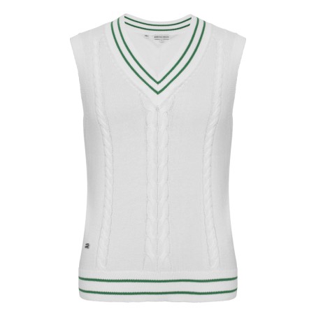 Pull sans manches Röhnisch Cotton Cable blanc/vert | Golf femme élégant