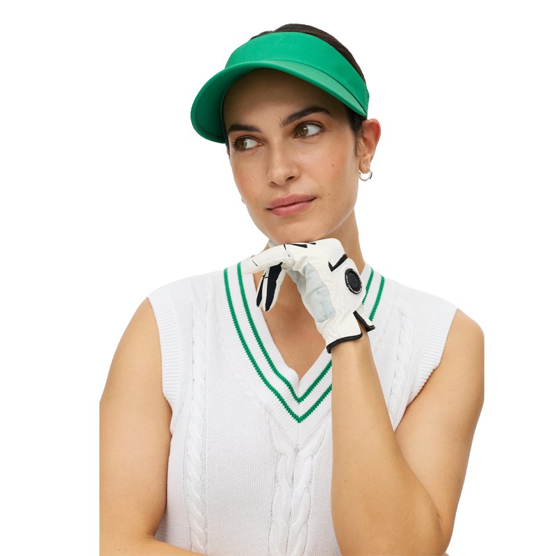 Pull sans manches Röhnisch Cotton Cable blanc/vert | Golf femme élégant