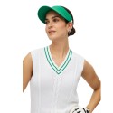 Pull sans manches Röhnisch Cotton Cable blanc/vert | Golf femme élégant