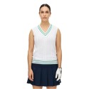 Pull sans manches Röhnisch Cotton Cable blanc/vert | Golf femme élégant