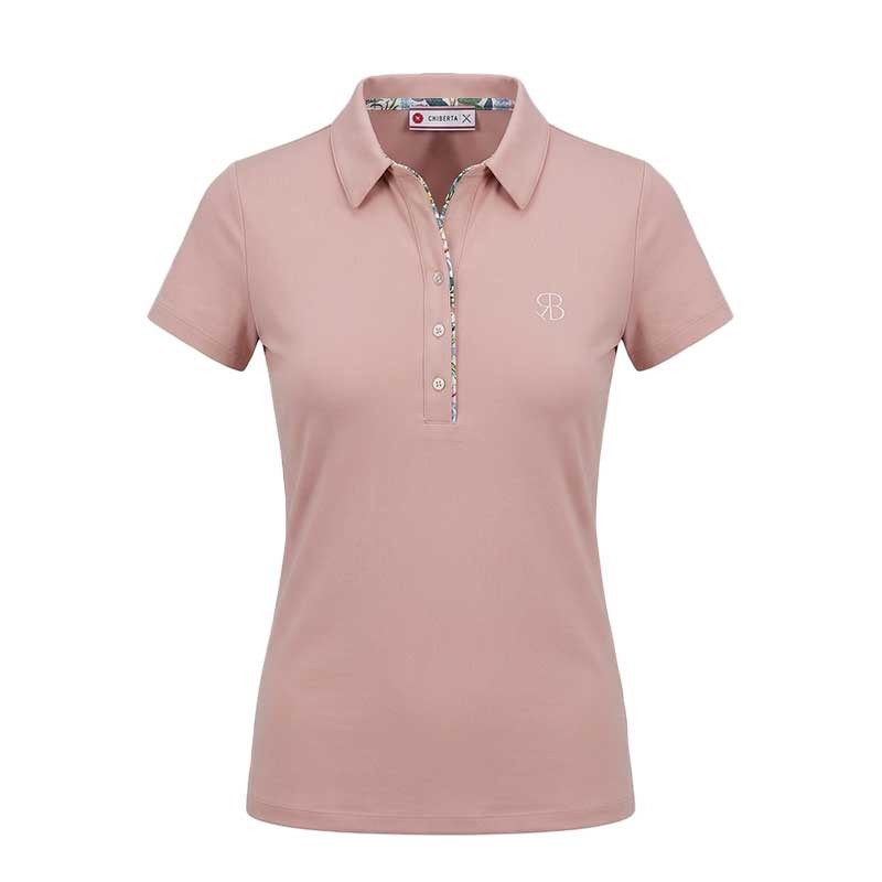 Polo Golf Femme Chiberta Aki Pêche - Stretch & Détails Feuille Brodée