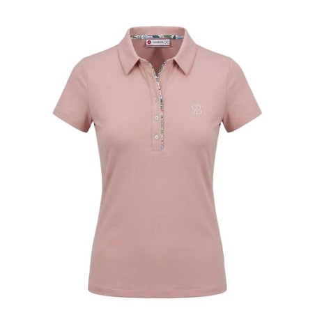 Polo Golf Femme Chiberta Aki Pêche - Stretch & Détails Feuille Brodée