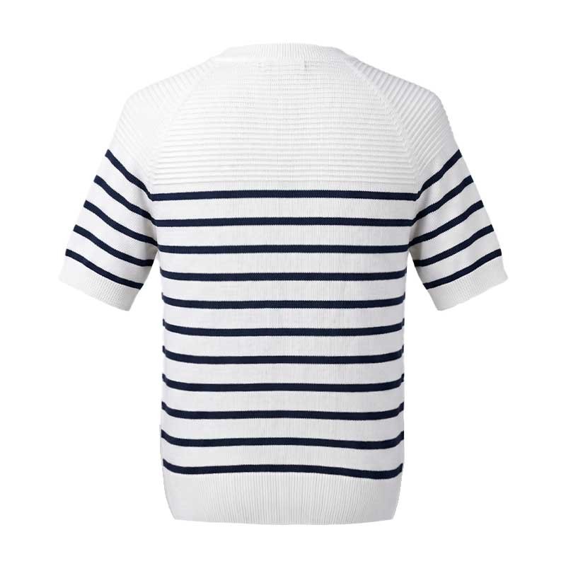 Pullover Manches Courtes Chiberta Seram - Blanc & Marine 100% Viscose
