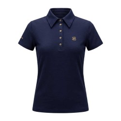 Polo Golf Femme Chiberta Aral Marine - Stretch & Détails Or