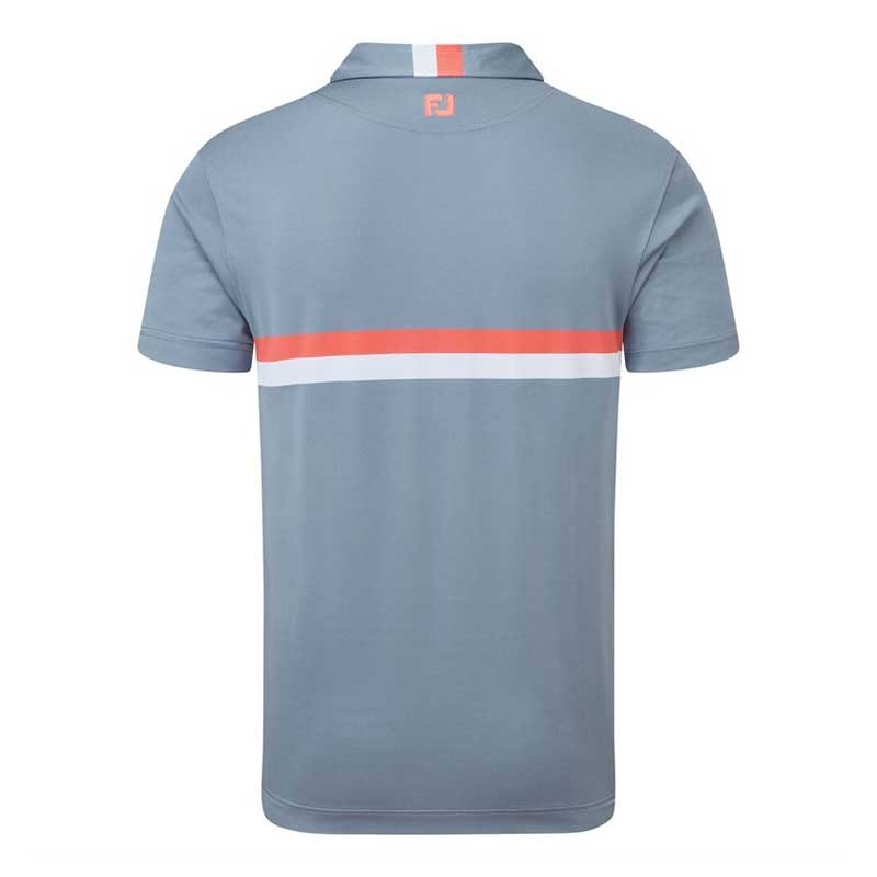 Polo Golf Homme FootJoy Double Chest Band Piqué - Gris & Corail
