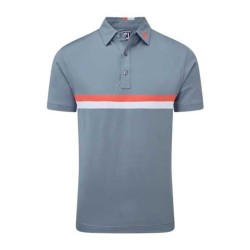 Polo Golf Homme FootJoy Double Chest Band Piqué - Gris & Corail