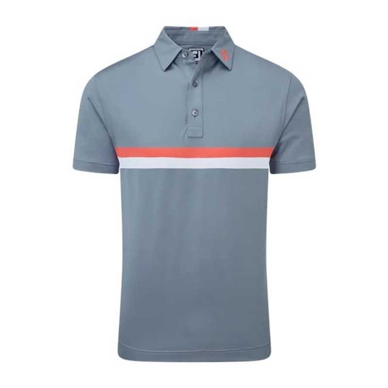 Polo Golf Homme FootJoy Double Chest Band Piqué - Gris & Corail