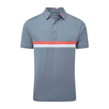 Polo Golf Homme FootJoy Double Chest Band Piqué - Gris & Corail