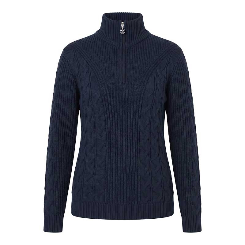 Pull de Golf Doublé Femme Daily Sports Cable LS - Marine Coupe-Vent