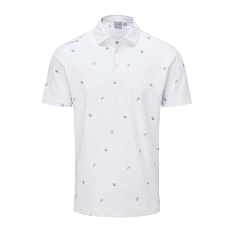 Polo de golf Ping Two Tone Blanc Lilas – Stretch & Respirant