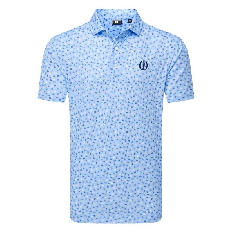 Polo FootJoy The Open Lisle – Bleu Clair | Édition Golf Officielle