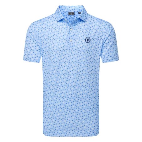 Polo FootJoy The Open Lisle – Bleu Clair | Édition Golf Officielle