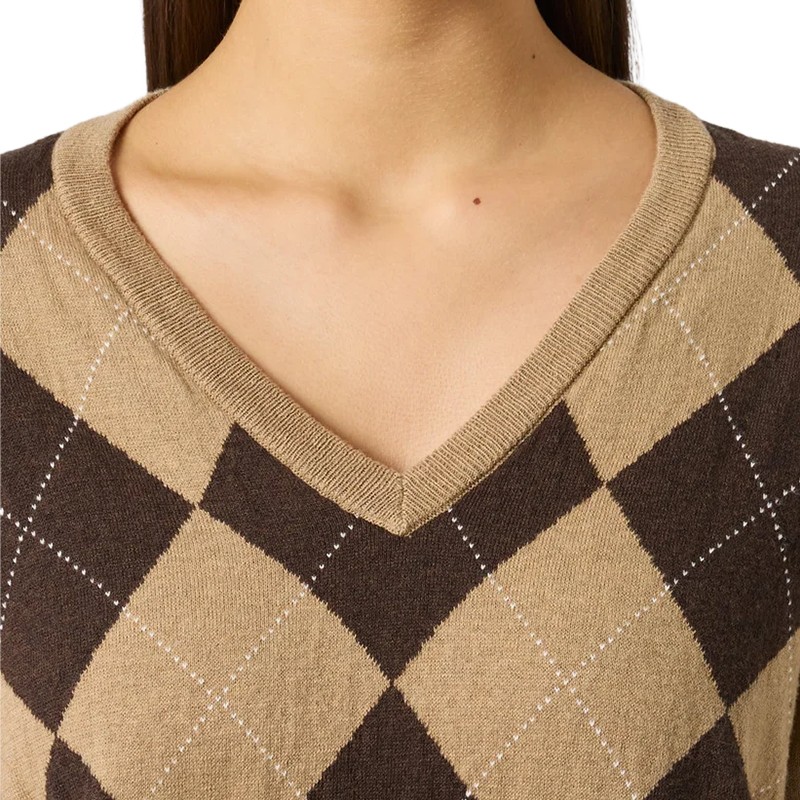 Pull col V femme Daily Sports Argyle | Route du Golf