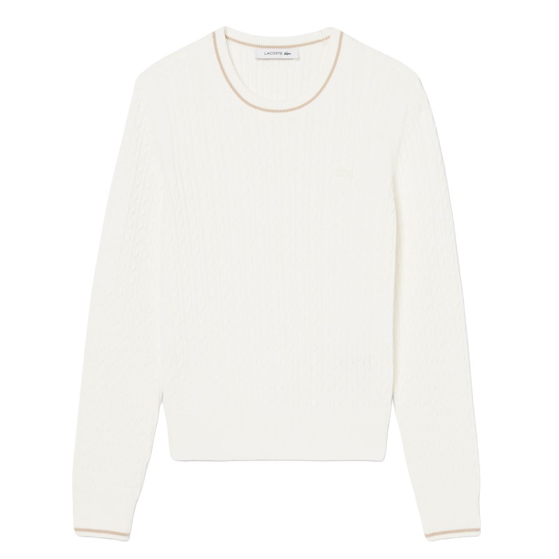 Pull Lacoste Maille Torsadée Femme AF3241-00 | Route du Golf