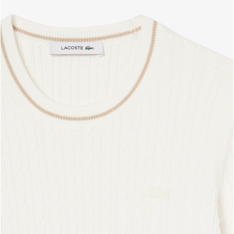 Pull Lacoste Maille Torsadée Femme AF3241-00 | Route du Golf