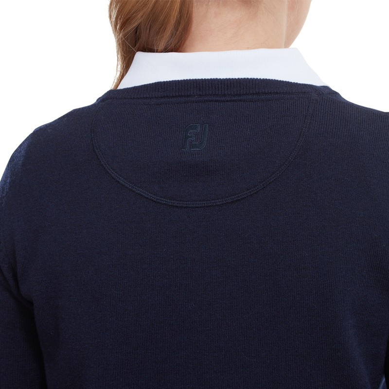 Pull Golf FootJoy Col V Femme Bleu Marine | Route du Golf